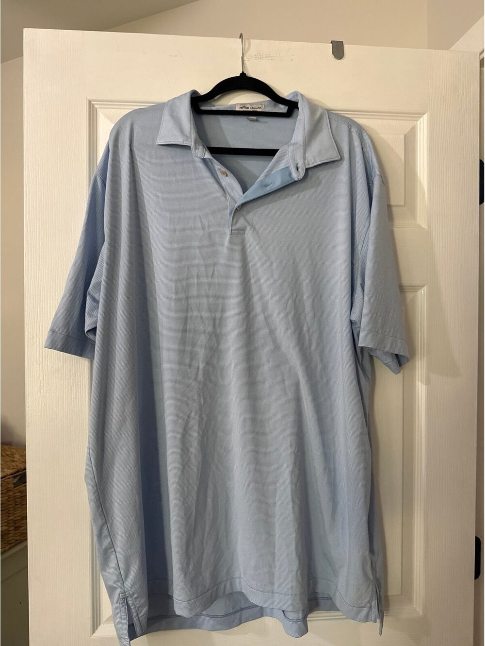 Peter Millar Summer Comfort Light Blue & White Stripe Polo XXL